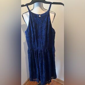 NWT BCX Dress Navy Blue A-Line Lace Dress Size 5